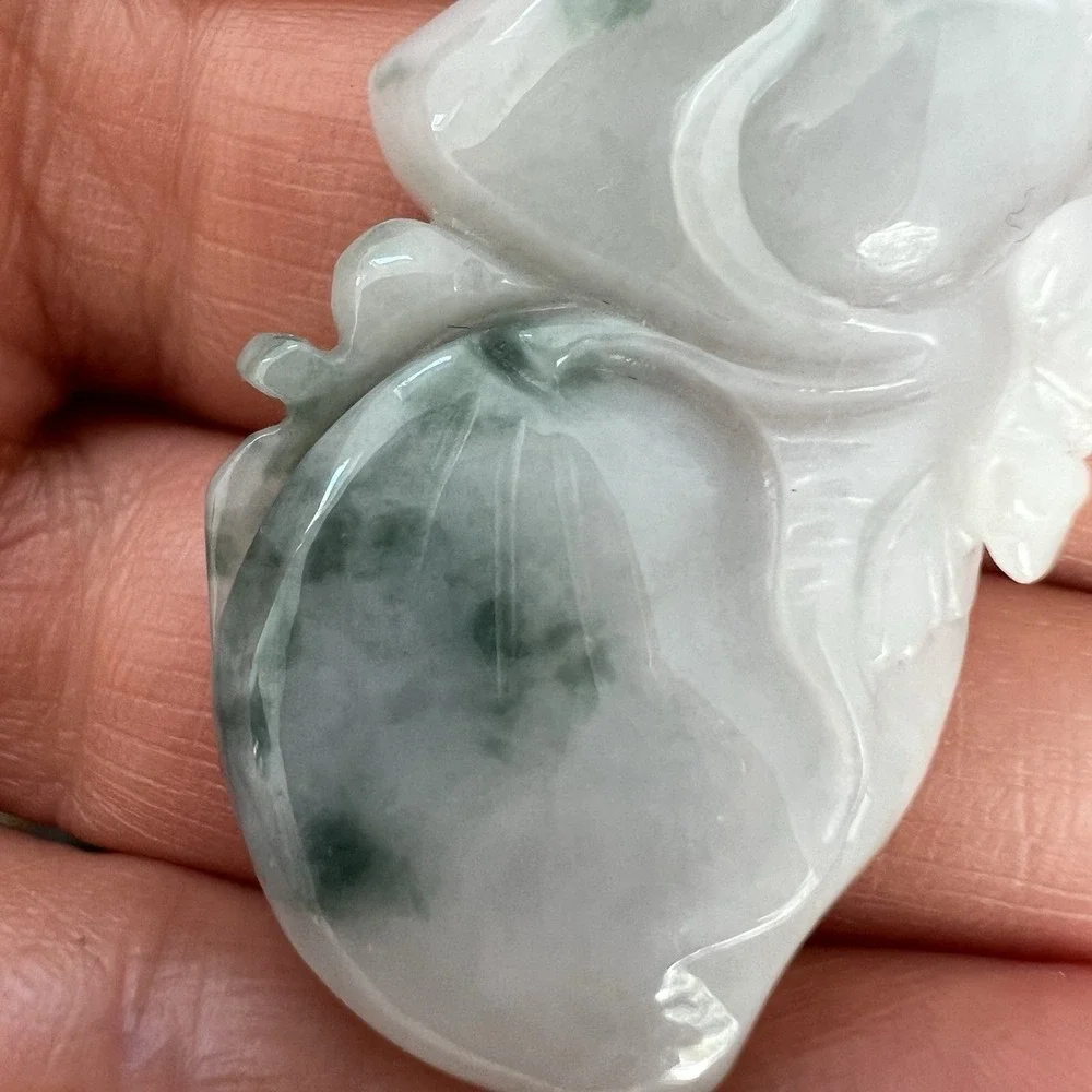Natural Green Jade Jadeite Pendant Elephant Peach Carved Lucky Prosperity Charm